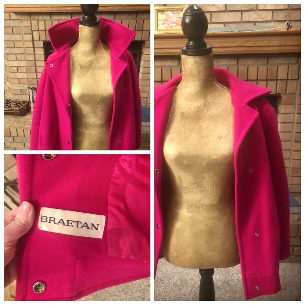 Hot pink Wool Blend coat by Braeton Perfect condition size 9/10